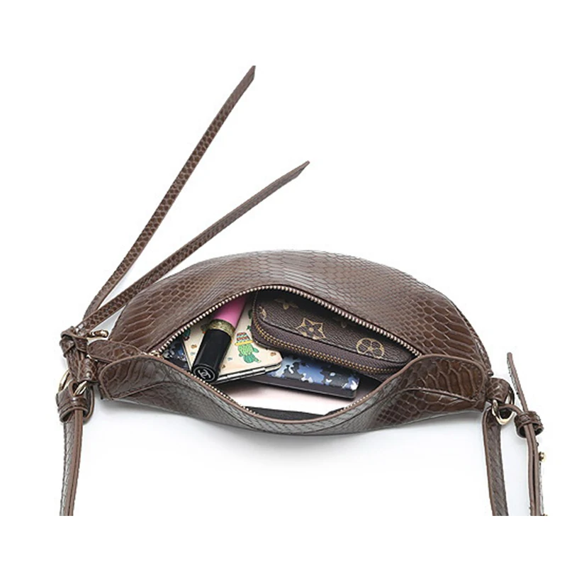Ansloth Serpentine Pattern Waist Bag Women Fashion Design Waist Pack Lady Quality PU Leather Belt Bag Female Fanny Bag HPS822