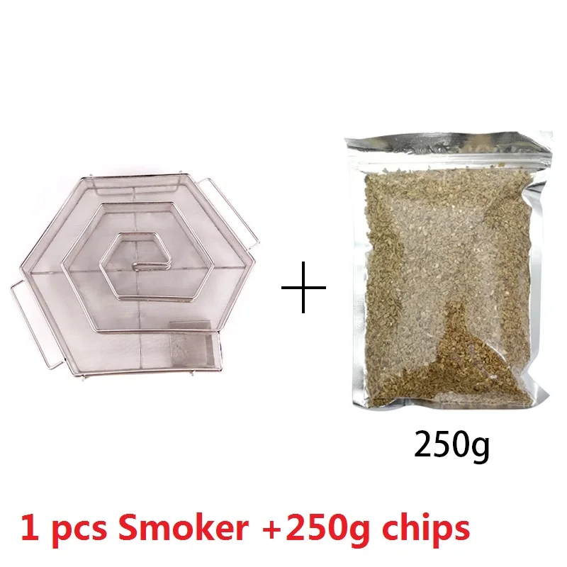 1pcs Pentagon 250g Генератор холодного дыма аксессуары для барбекю стальной гриль инструмент для приготовления пищи коптильня лосось бекон рыба Мини яблоко деревянный чип курительная коробка - Цвет: 1pcs Pentagon 250g