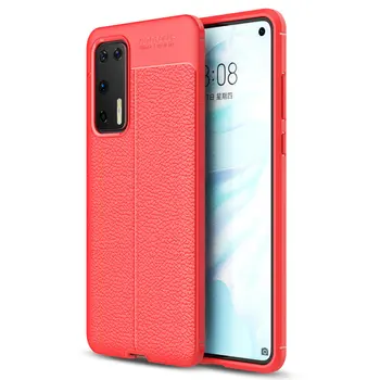 

50pcs/lot For Huawei P40 Pro P40 Lite Flexible Skin Rugged Litchi Shockproof TPU Case For Huawei Nova 6 SE Y7P