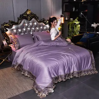 

15 Washed Silk Cotton Four-Piece Suit Simple Cotton Bedding Set Quilt