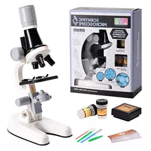 Crianças iniciantes microscópio ciência kit educação precoce jardim de infância ensino auxiliares led microscópio brinquedos educativos conjunto