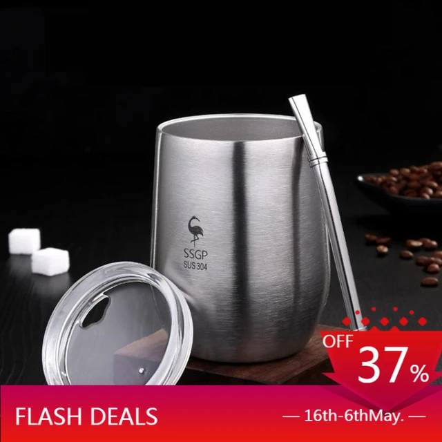 Yerba Mate Tea Cup Double Wall 304 Stainless Steel Cup With Lid Heat  Resistant Portable Tea Mug With Straw And Brush - AliExpress