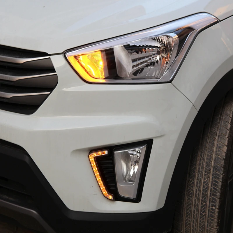 Светодиодный дневной светильник 12V Светодиодный светильник DRL конкретных для hyundai IX25 с указатель поворота светильник
