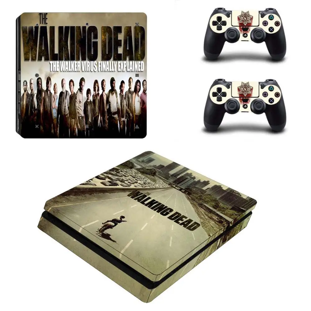PS4 тонкие наклейки The Walking Dead PS 4 Play станция 4 тонкие наклейки виниловые Pegatinas для playstation 4 тонкая консоль и контроллер - Цвет: YSP4S-0965