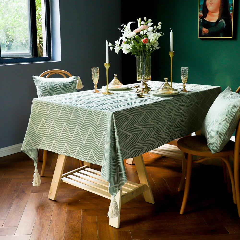 

Wave Table Cloth Rectangular Tablecloths In Cotton Fabric Table Cover For Home Party Decor Toalha De Mesa Tassel Tapete Obrus