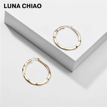 

LUNA CHIAO Gold Silver Color Oval Round Big Hoop Earring- Cooper Brass Statement Earrings for Women