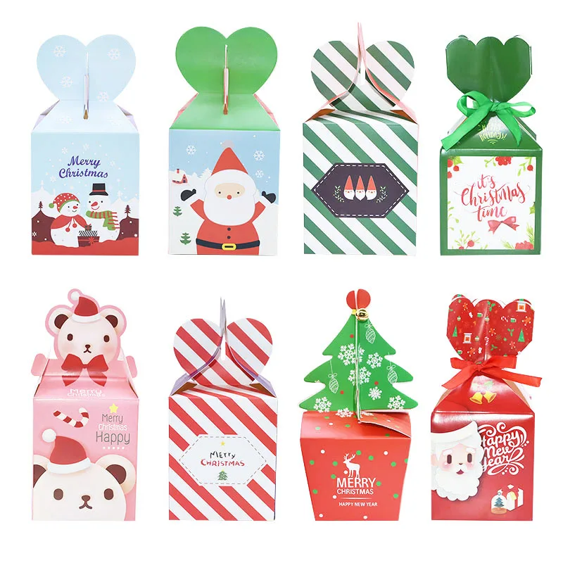 5Pcs Christmas Apple Box Candy Box christmas Party Favors Cookie Chocolate Packaging Supplies DIY Wrapper Paper Boxes Decor