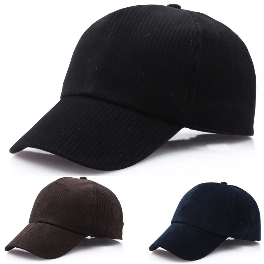 Hot Baseball cap women men Unisex Couple Solid Color Corduroy Baseball