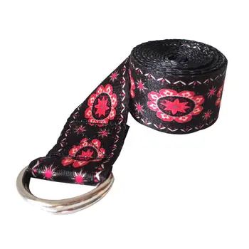 

Color Pattern Stretchy Yoga Band Durable Cotton Exercise Strap Adjustable D-Ring Buckle Gives Flexibility For Yoga Black