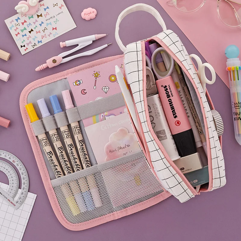 

Simple Large-capacity Multi-purpose Pen Curtain Canvas Stationery Bag Pencil Case