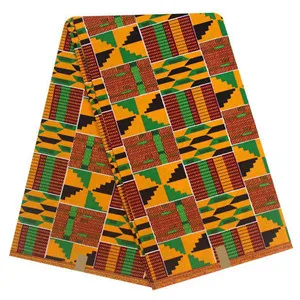 Африка Анкара принты kente Ткань Гарантированная настоящий голландский воск хлопок высокое качество Африка швейная ткань для вечернего платья 6 ярдов - Цвет: Green