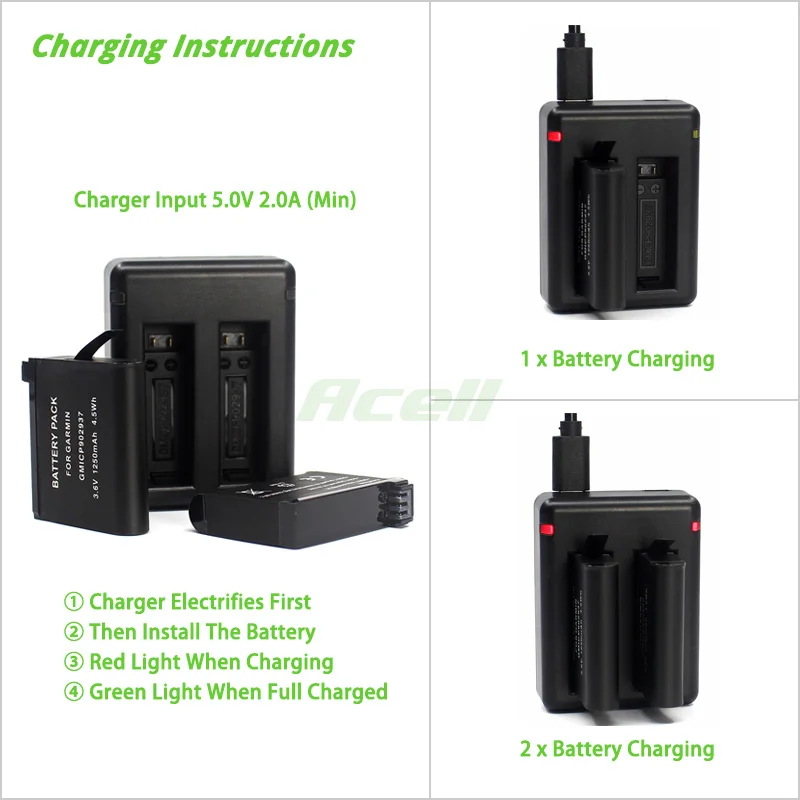 GMICP902937 010 12389 15 Dual Battery Charger Voor Garmin Virb®Ultra 30 4K Action  Camera|Camera Charger| - AliExpress