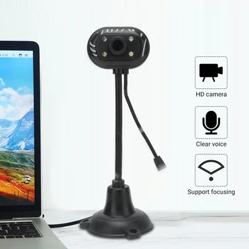 

BORUiT 200W Pixel USB 2.0 Webcam with 4 LEDs Light Driver-Free HD 480P Computer Web Camera with Microphone for PC Laptop