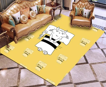 

Sleep Cats Carpet Cartoon Rectangle Play Mat Rug 3D Print Yellow Background Outdoor Home Textile Carpet For Living Room Carpet