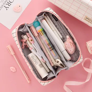 

Kawaii Multi-layer Large Capacity Pencil Case Canvas Pencilcase School Supplies Pencil Bag School Box Pencil Pouch Stationery