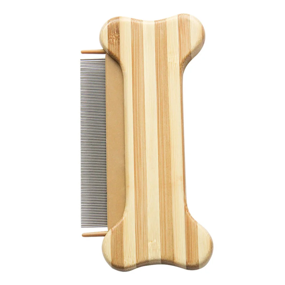 Pet Natural Bamboo Combs Flea Removal Comb Bone Shape Dog Comb with