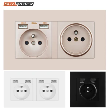 

Multiple USB Wall Socket French Outlet Electric 5V/2.1A PC Plate Panel 1/2 Way FR Power Plug Grounded Flame Retardant Household
