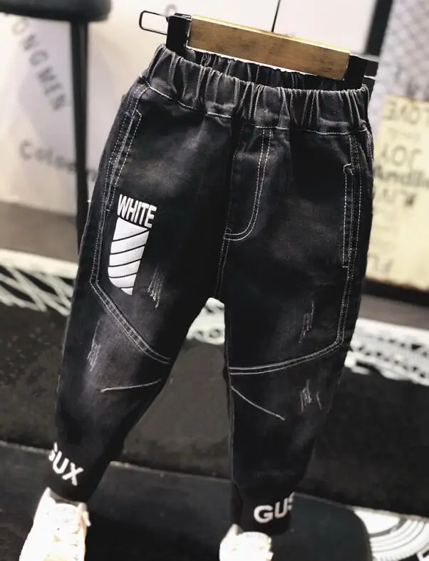 jeans Осенне-зимний спортивный костюм для маленьких мальчиков, комплект из 3 предметов, комплекты детской одежды, вязаный свитер+ рубашка+ джинсы, повседневный комплект одежды для мальчиков 2-6 лет - Цвет: jeans