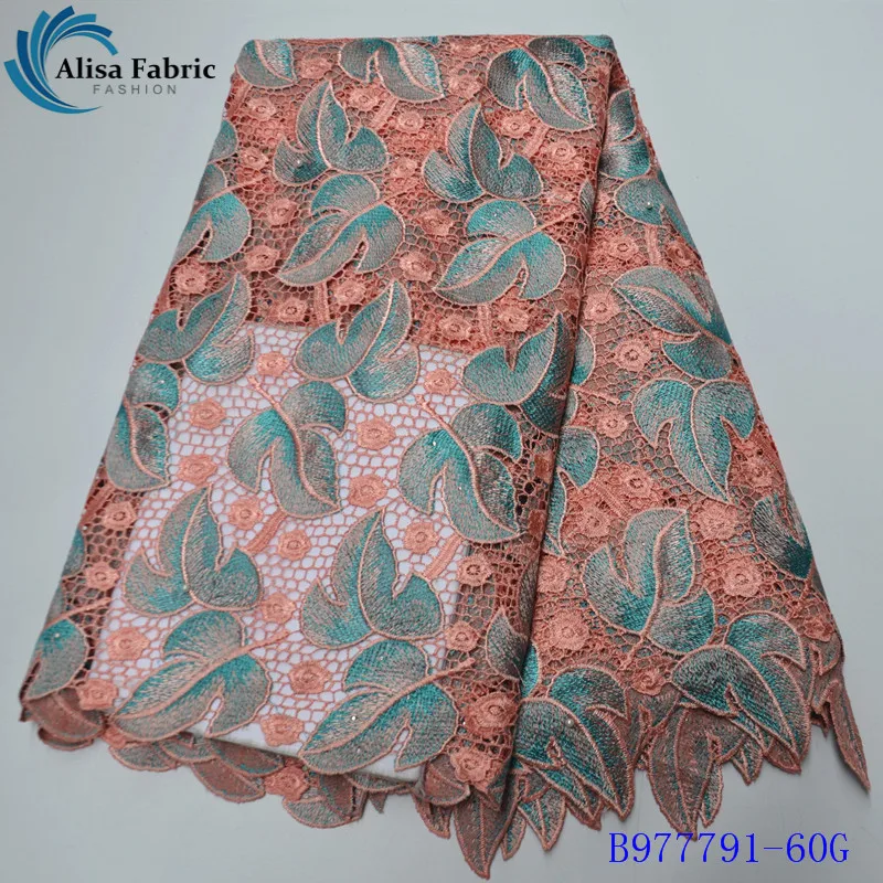 

Alisa Latest Nigerian Guipure Lace Fabrics Embroidery African Cord Lace Fabrics With Embroidery For Home Decoration B977791-60G
