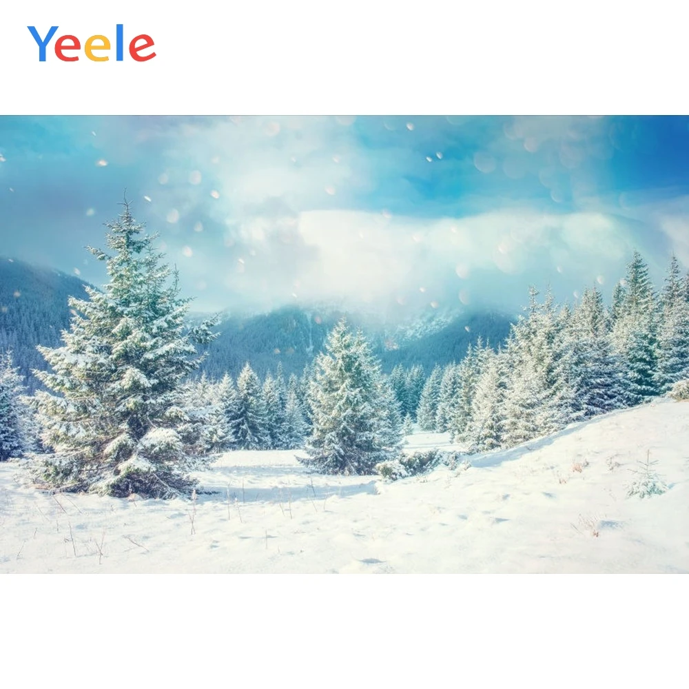 

Yeele Merry Christmas Backdrop Winter Tree Snow Mountain Customized Photography Children Birthday Background For Photo Studio