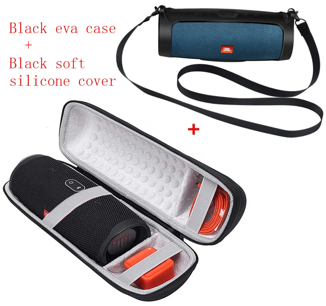 

2 in 1 EVA Hard Carry Zipper Storage Bag Box+ Soft Silicone Case Cover for JBL Charge 4 Bluetooth Speaker for JBL Charge4 Column