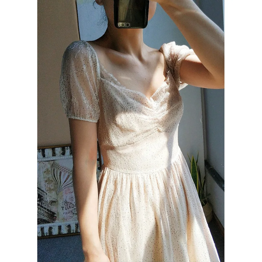 

Женское кружевное платье с блестками, повседневное облегающее длинное винтажное платье миди на каждый день, лето