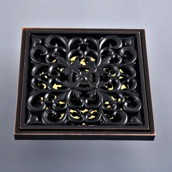 

Drains 10*10cmOil Rubbed Bronze Shower Drain Bathroom Square Cover Anti-odor Hair Strainer Balcony Floor Drain Nhr094