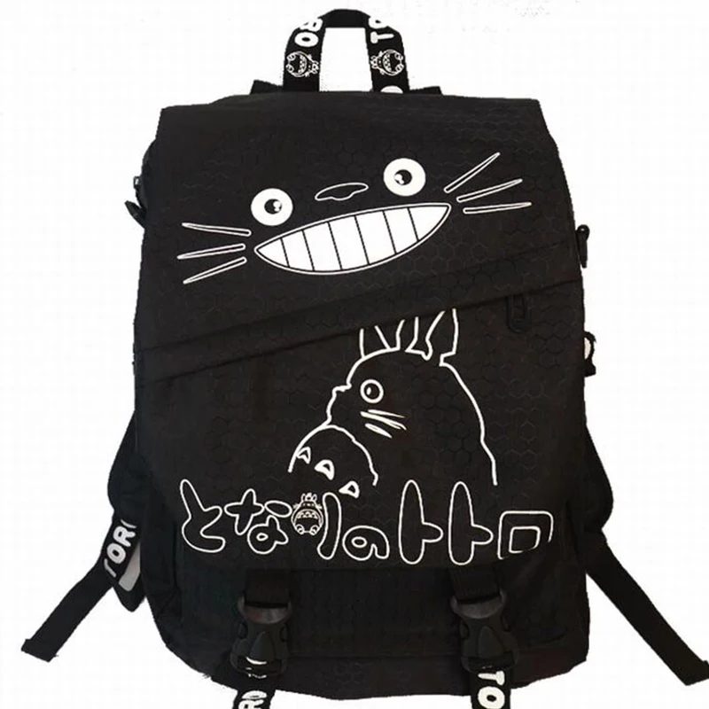 

2019 New Fashion Girls Anime Miyazaki Hayao Totoro Cute Black Canvas Bag Women School Bag Gift Lady Cartoon Backpack