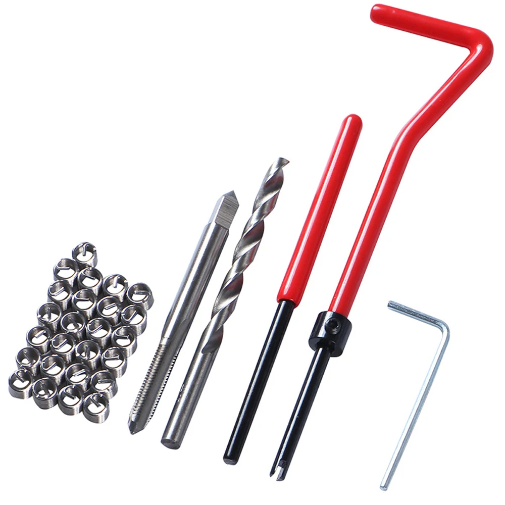 

30Pcs M5/M6/M8 Car Thread Repairing Tool Kit Spanner Wrench Inserts Drill Tap Set for Restoring Damaged Threads