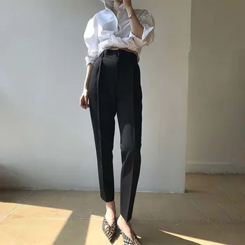 

2020 Season Gao Waist Nine Points Chic Suit Pants Female Show Thin And Small Foot Pipe Pants Female