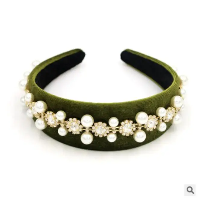 women Baroque fashion single row gold pearl hairbands personality wild headbands hair accessories