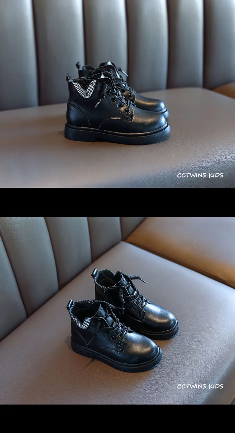 CCTWINS Kids Shoes Winter Children Fashion Warm Shoes Baby Rhinestone Ankle Boots Girls Genuine Leather Martin Boots MB109