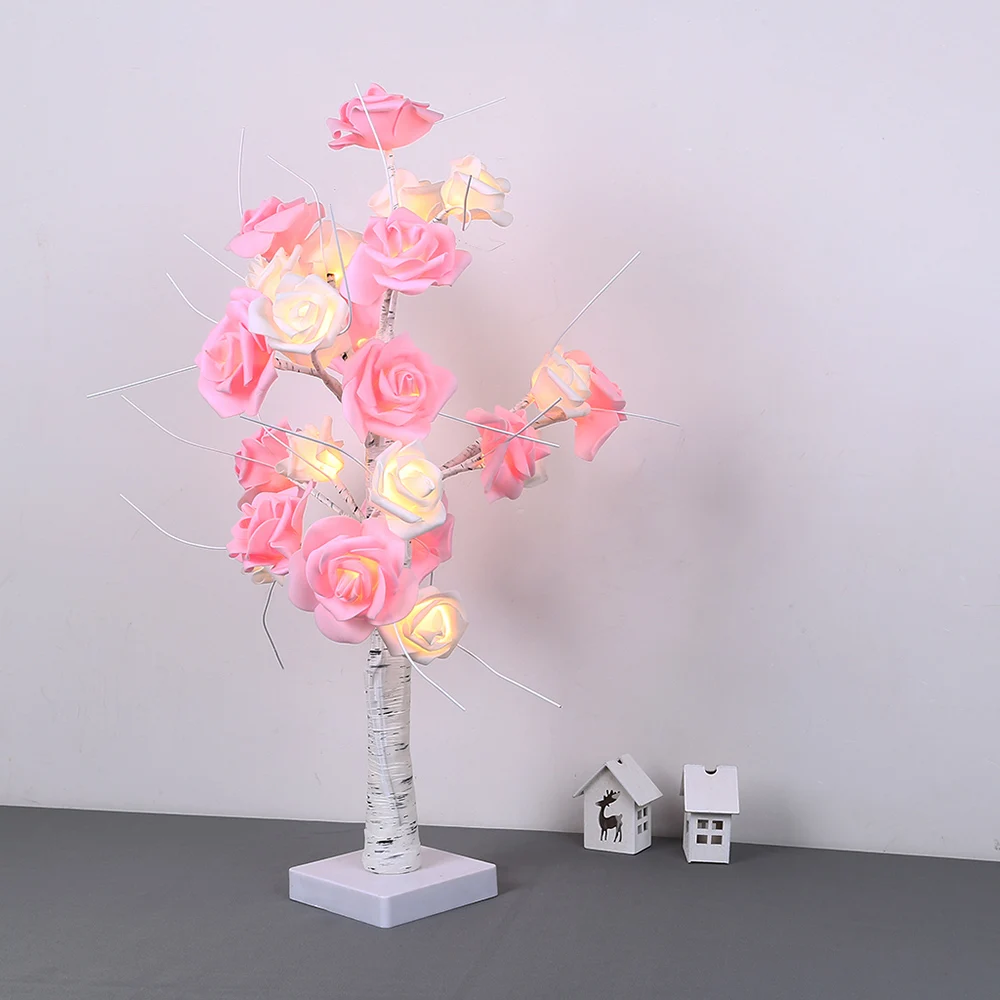 

USB or Battery Operated Tree Light LED Night Light Touch Switch LED Tabletop Tree Light LED Rose Flower Tree Light D25