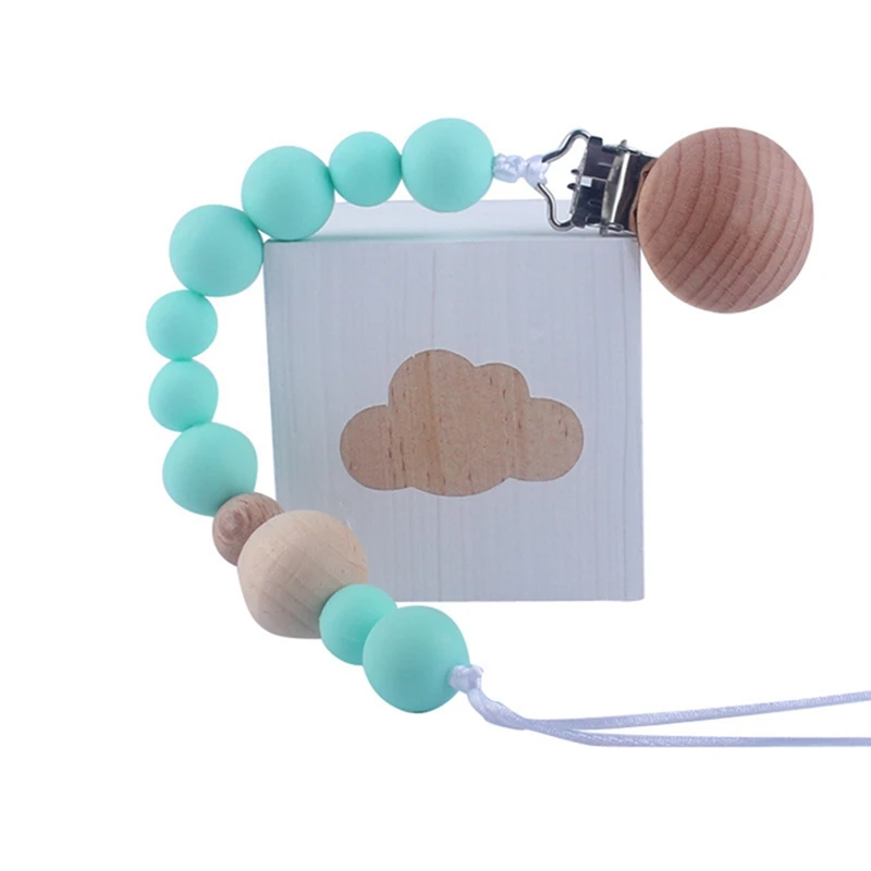 Baby Pacifier Clip Anti-drop Infant Pacifier Chain Toy Wood Beads Nipple Holder Baby Product