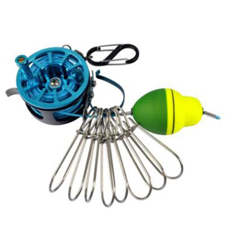 

Stainless Steel Fishing Lock Buckle with Reel Live Fish Locks Retractable Rope with Float Carabiner