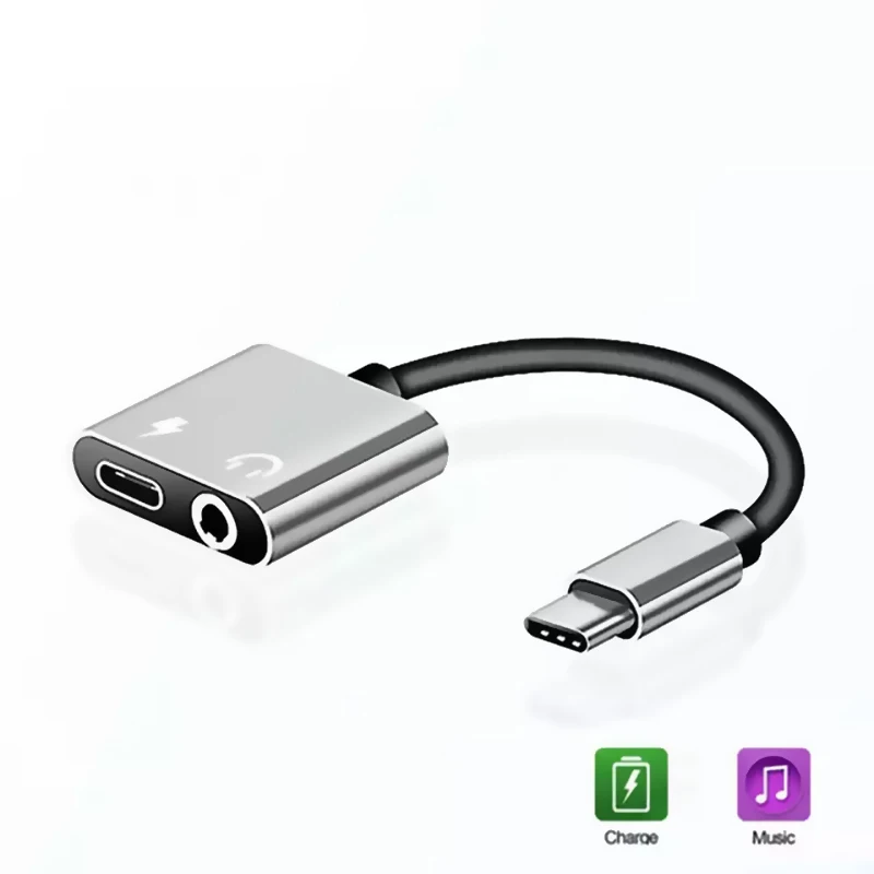 

2 in 1 Audio Adapter charging Earphone Cable For xiaomi MI8 Samsung S7 Aux Jack headset For Type C 3.5 mm To Headphone splitter