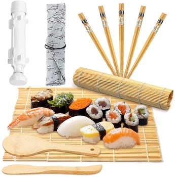 

DIY RiceRoller Bamboo Sushi Cooking Tool Set Sushi Maker Set (1 bazooka 2 Sushi Mat 1 Rice Shaker 1 Paddy Paddle 5 Chopsticks)