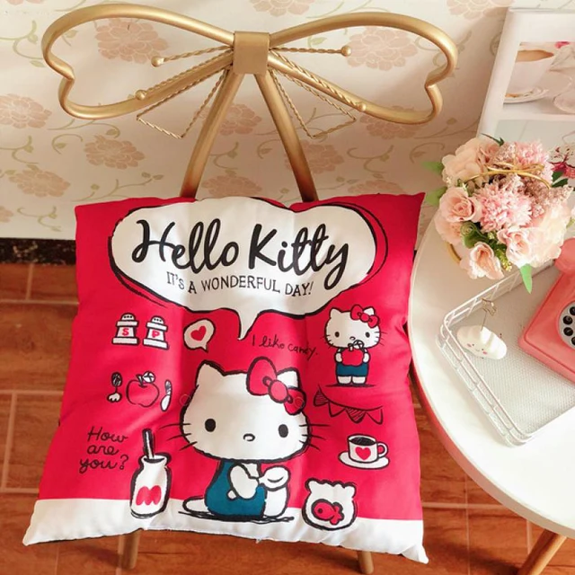40CM Sanrioed Kawaii Cartoon My Melody Cinnamoroll Pompom Purin Cushion Sofa Cushion Fabric Stool Cushion Gift for Children 4