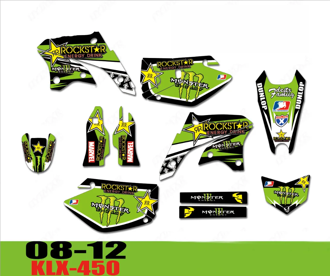 3m наклейки KLX450 08-12 настроить мотоцикл Графика наклейки Наборы для Kawasaki KLX 450 450KLX 2008 2009 2010 2011 2012