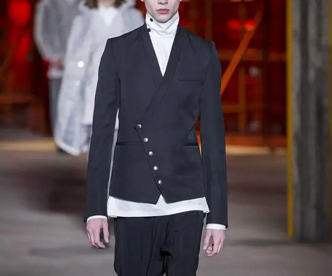 XS-6XL, новинка, Мужская одежда, Ретро стиль, GD stylist, подиумный костюм, куртка, весна, осень, косая пряжка, официальное платье, костюмы размера плюс