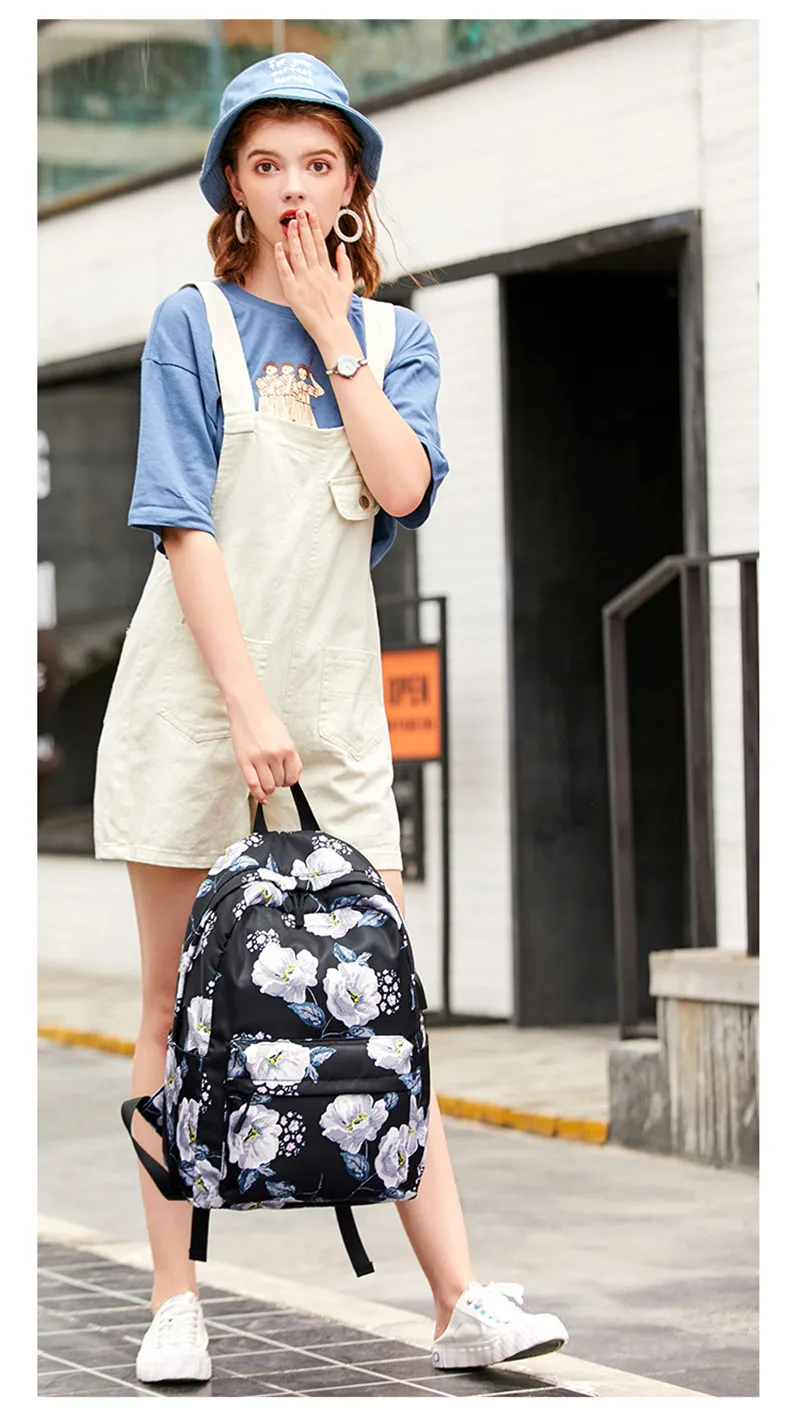 Женский рюкзак, школьный рюкзак большой емкости, рюкзак для ноутбука для девочек-подростков, рюкзак с зарядкой через usb, Женская дорожная сумка с цветочным принтом