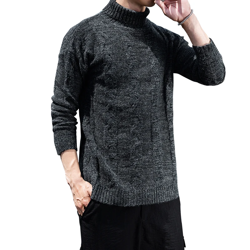 

New Arrival Men'sCasual Elastic Turtleneck Thick Warm Pure Color Fashion Brand Male Comfortable Knitting pullovers Size M-3xl
