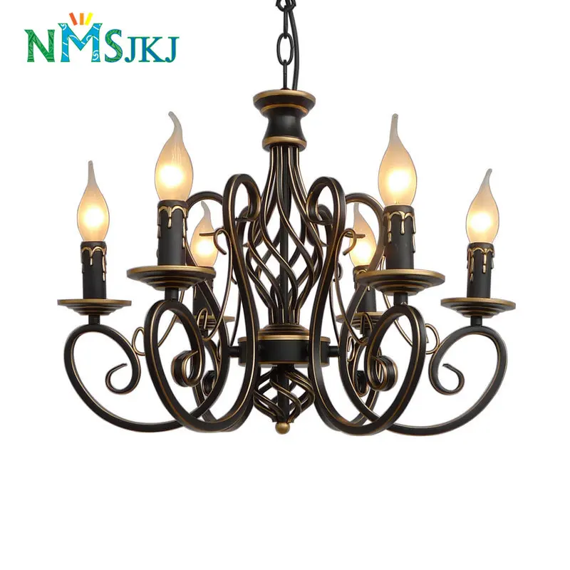 

European Retro Candle Wrought Iron Decorative Chandelier for Restaurant Hotel Villa Home Lighting