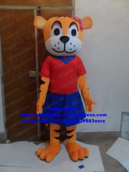 Yellow Red Tiger Tigerkin Tigress Mascot Costume Adult Cartoon Character Outfit Commemorate Souvenir Sales Promotion zx2281 |