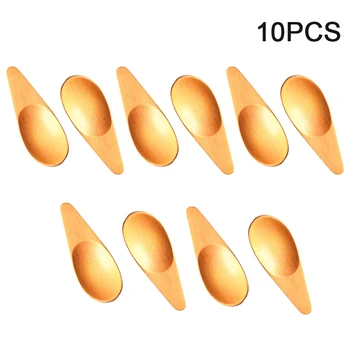 

10pcs/pack Milk Powder Coffee Bean Wooden Scoop Mini With Short Handle Portable Salt Spoon Home Kitchen Candy Ice Cream