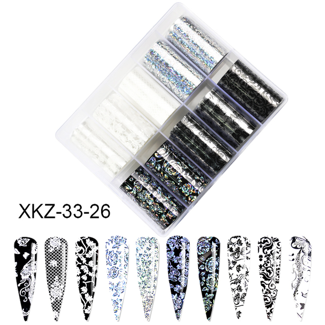Star Transfer Paper Laser Leopard Print Gale Camouflage Small Fresh Fruit Star Set Nail Sticker Decorative Art 1Box 10 Grid