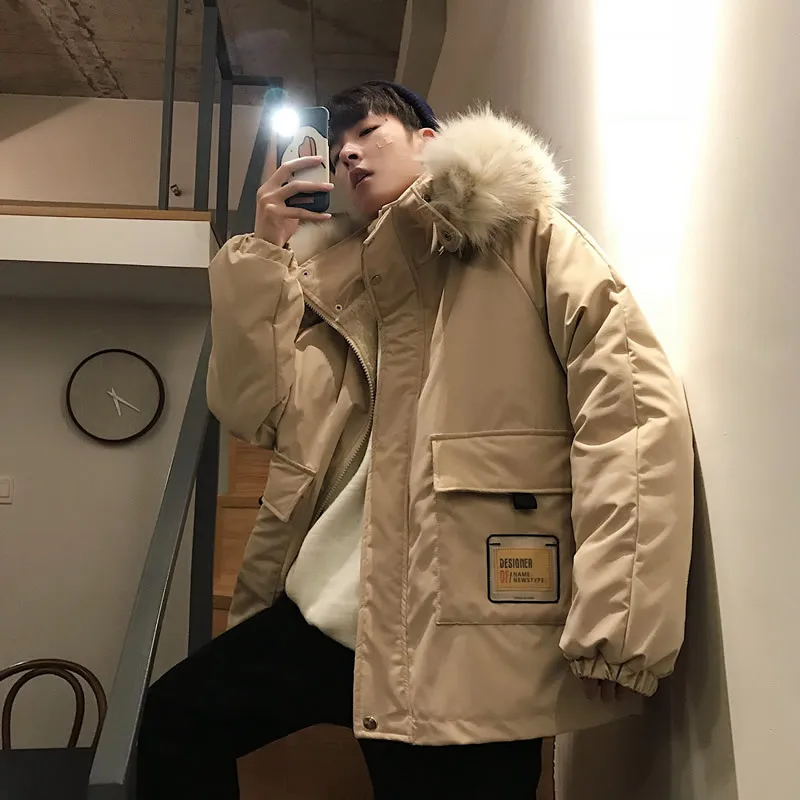 beige winter jacket