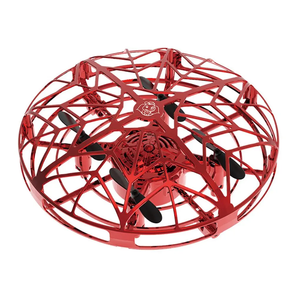 Mini Flying Helicopter UFO RC Drone Hand Sensing Aircraft Electronic Model Quadcopter flayaball Toys Small drohne For Children - Цвет: red with logo