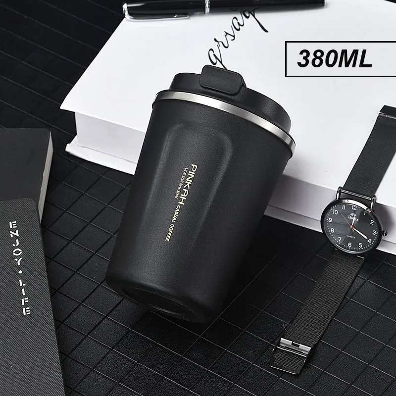 380ml-1 UNTIOR 380/510 мл 304 нержавеющая сталь Термокружка для путешествий кофейная кружка с крышкой бутылка для воды в автомобиль термосы Термокружка для подарка - Цвет: 380ml-1