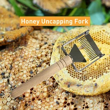 Инструмент для пчеловодства из нержавеющей стали, вилка для меда, скребок, лопата с деревянной ручкой, игольчатый нож для меда, скребок для меда, гребень